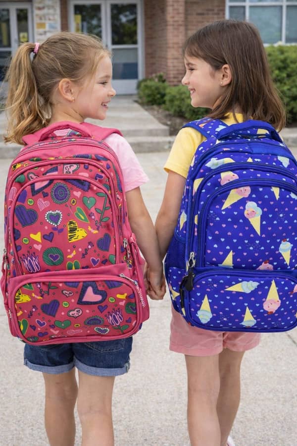 Mochila escolar estampada 4 bolsillos impermeable 37x15x11.5cm